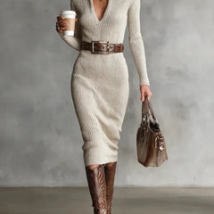 Ribbed Knit Midi Dress