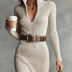 Ribbed Knit Midi Dress