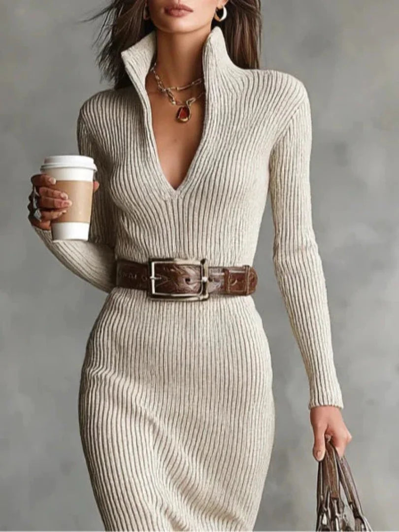 Ribbed Knit Midi Dress
