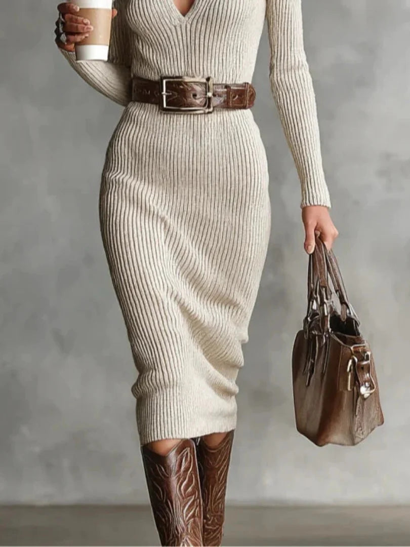 Ribbed Knit Midi Dress