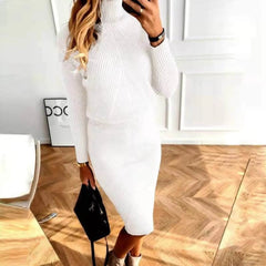 Ribbed Knit Midi Dress – White