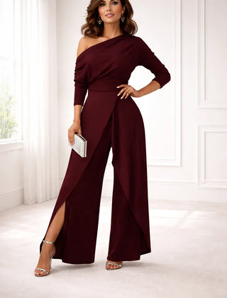 One-Shoulder Wrap Jumpsuit – Navy