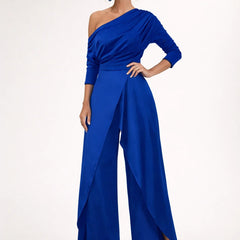 One-Shoulder Wrap Jumpsuit – Blue