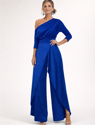 One-Shoulder Wrap Jumpsuit – Blue