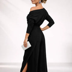 One-Shoulder Wrap Jumpsuit