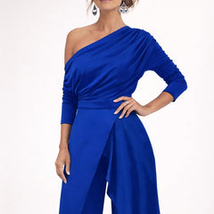 One-Shoulder Wrap Jumpsuit