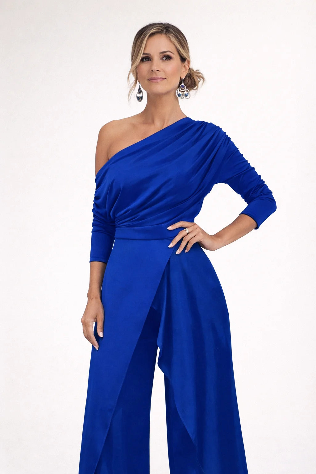 One-Shoulder Wrap Jumpsuit
