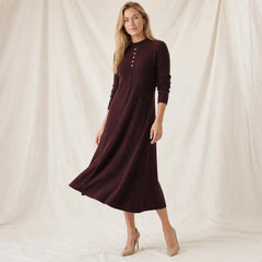 Mock Neck Knit Midi Dress