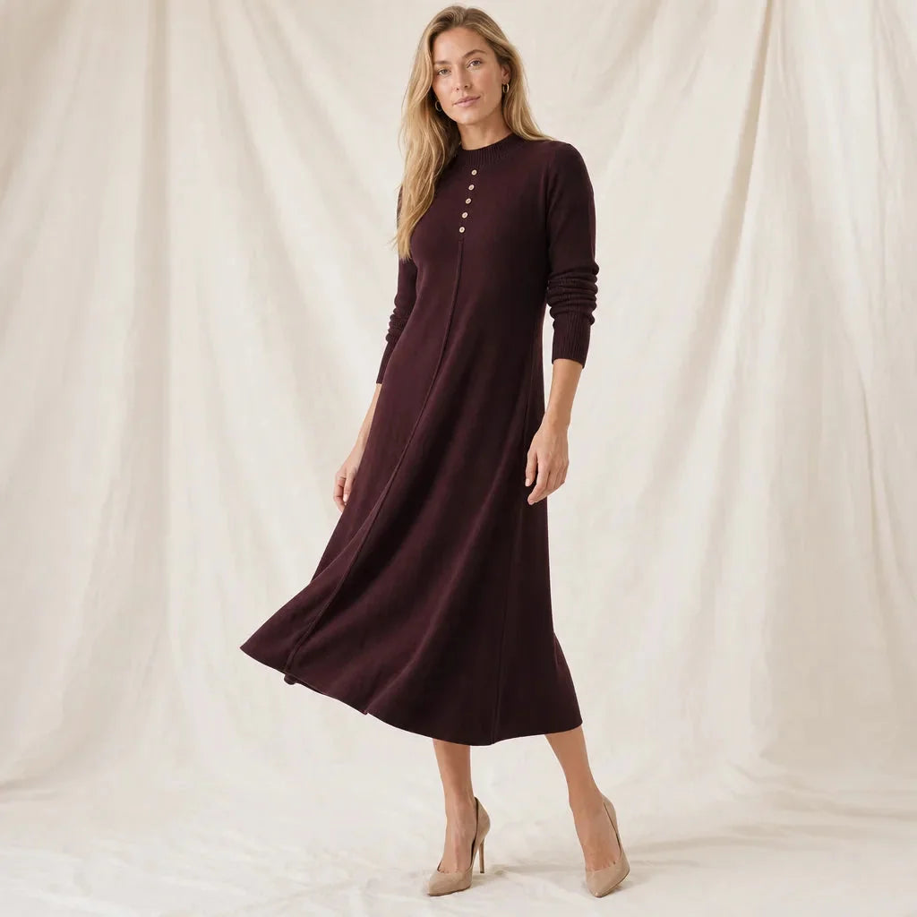 Mock Neck Knit Midi Dress