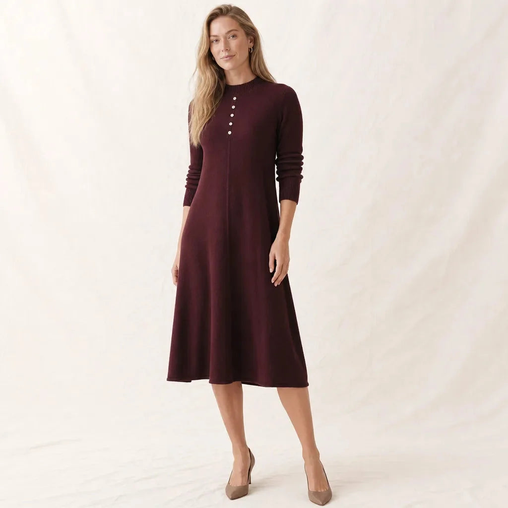 Mock Neck Knit Midi Dress