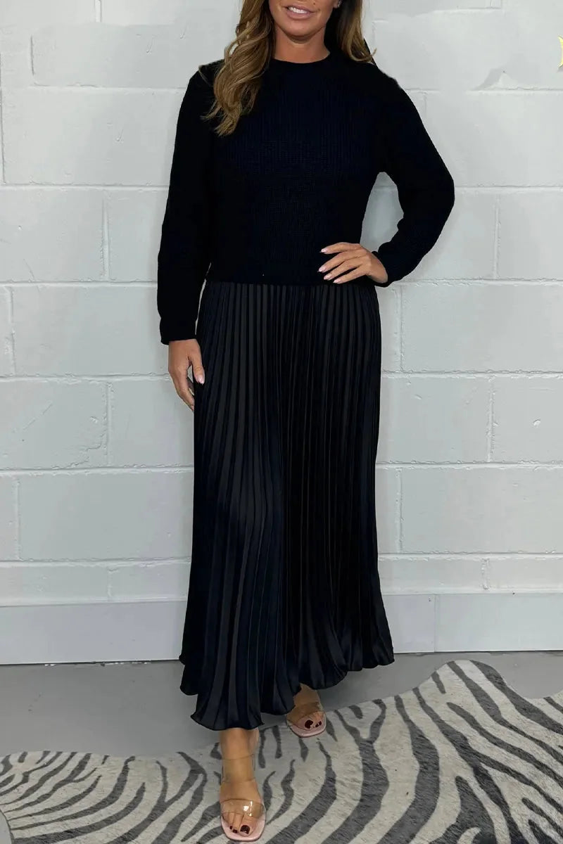 Knit Sweater Midi Dress – Black