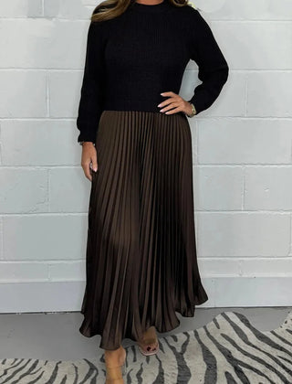 Knit Sweater Midi Dress – Dark Brown