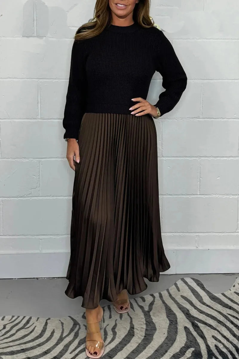 Knit Sweater Midi Dress – Dark Brown