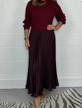 Knit Sweater Midi Dress – Wine Red