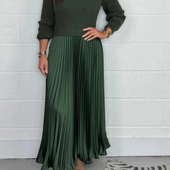 Knit Sweater Midi Dress – Dark Green