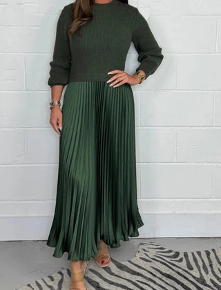 Knit Sweater Midi Dress – Dark Green