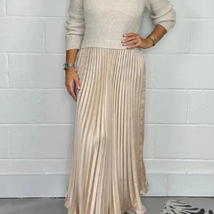 Knit Sweater Midi Dress – Apricot