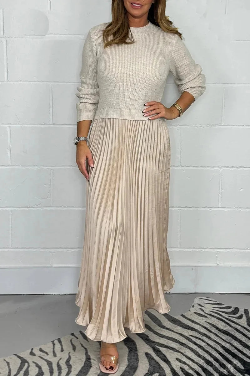 Knit Sweater Midi Dress – Apricot