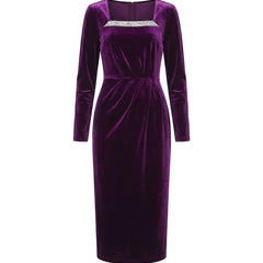 Embellished Velvet Midi Dress