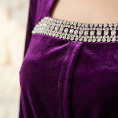 Embellished Velvet Midi Dress