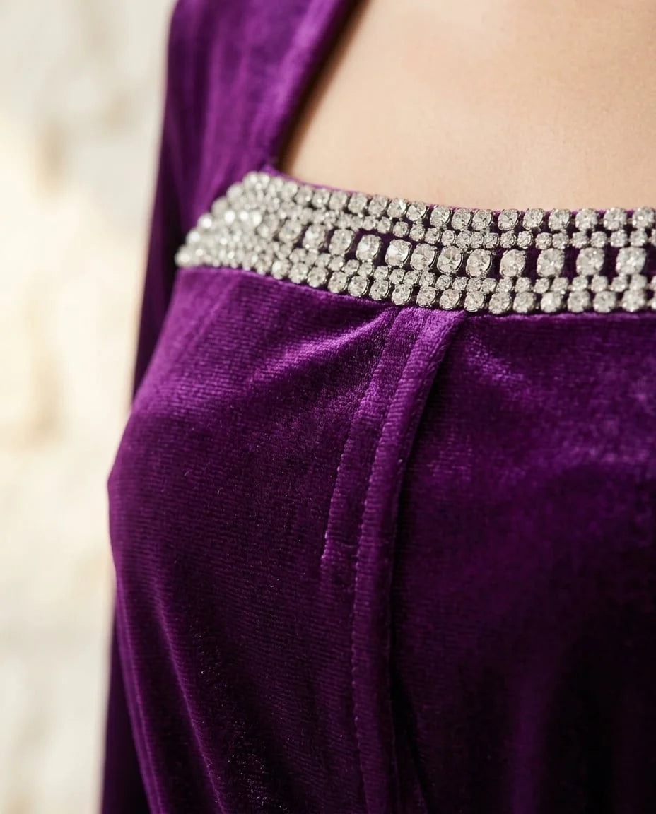 Embellished Velvet Midi Dress