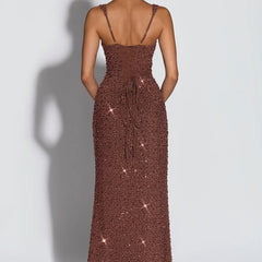 Sequin Square Neck Maxi Dress