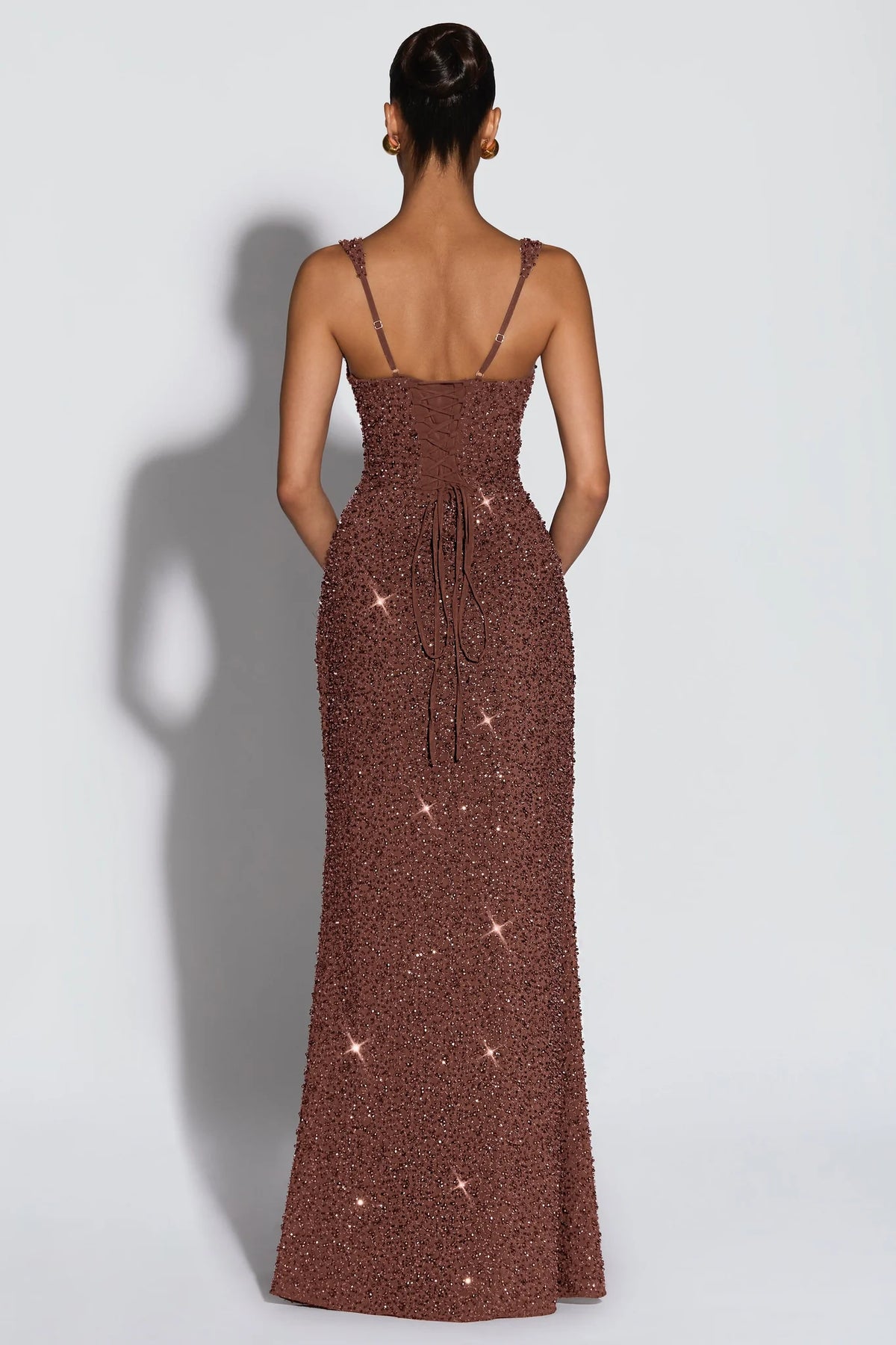 Sequin Square Neck Maxi Dress