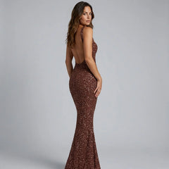 Sequin Square Neck Maxi Dress
