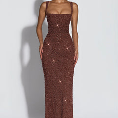 Sequin Square Neck Maxi Dress