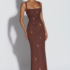 Sequin Square Neck Maxi Dress