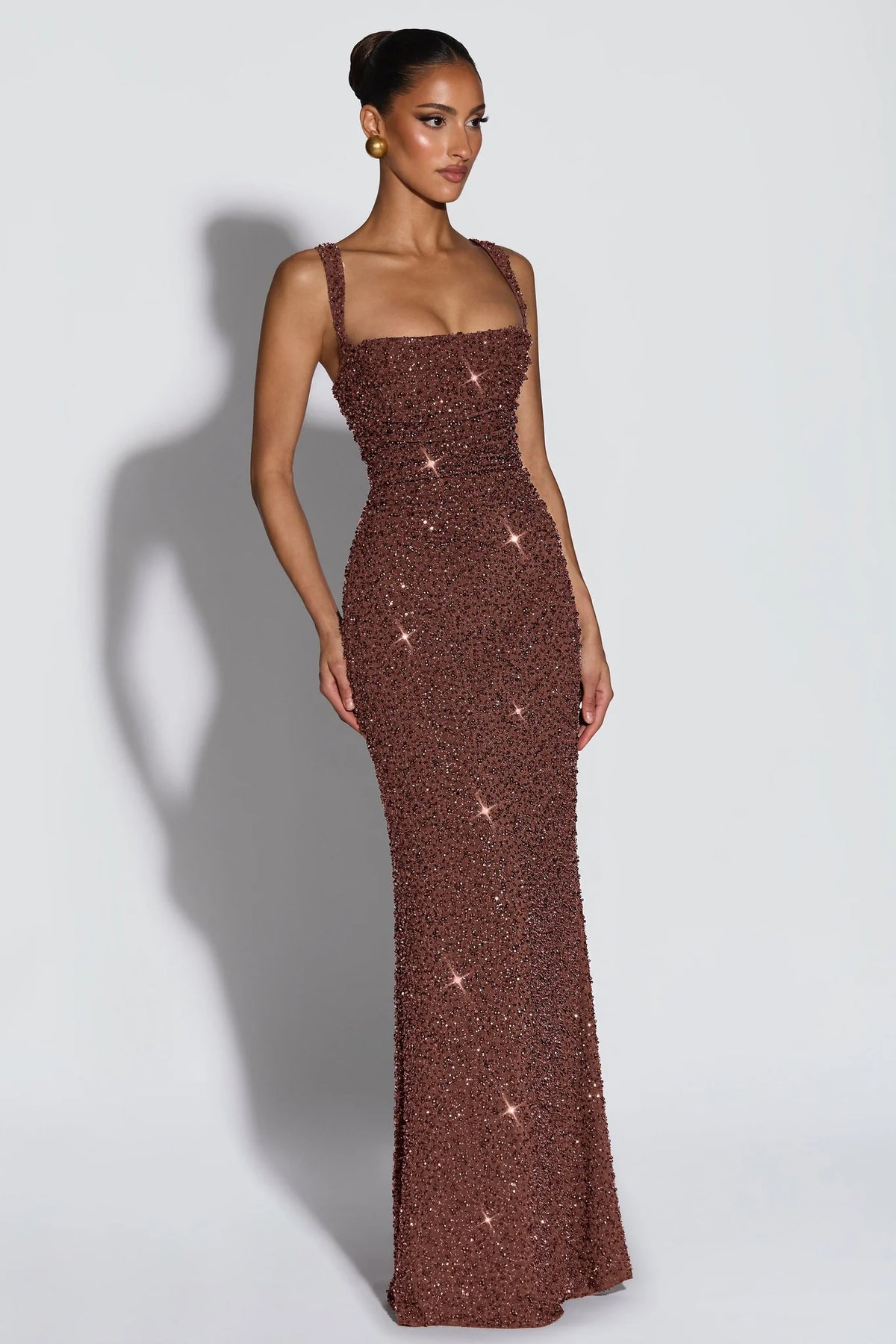 Sequin Square Neck Maxi Dress