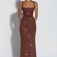 Sequin Square Neck Maxi Dress