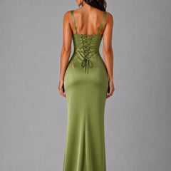 Ruched Square Neck Maxi Dress