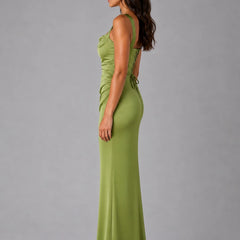 Ruched Square Neck Maxi Dress