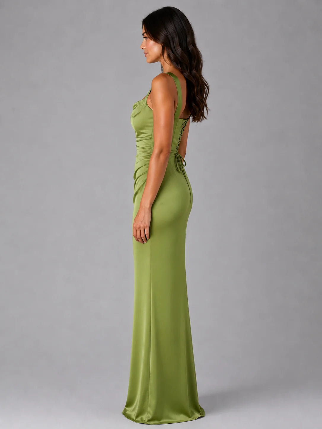 Ruched Square Neck Maxi Dress