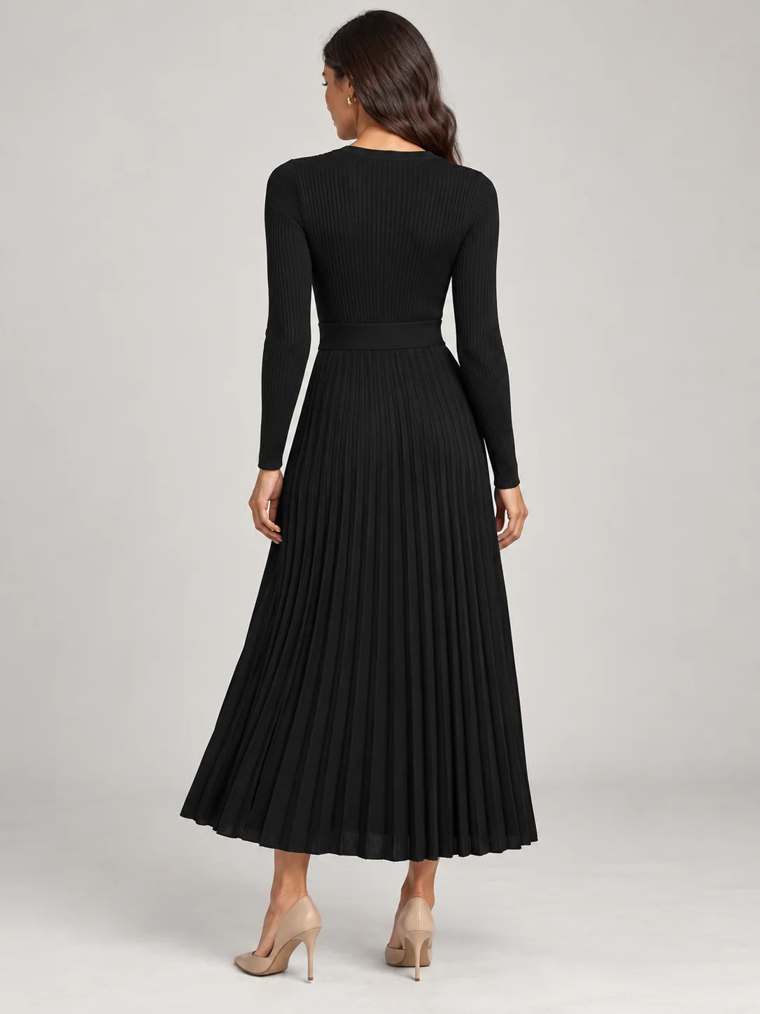 Pleated Knit Maxi Dress