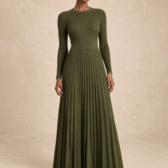 Pleated Knit Maxi Dress