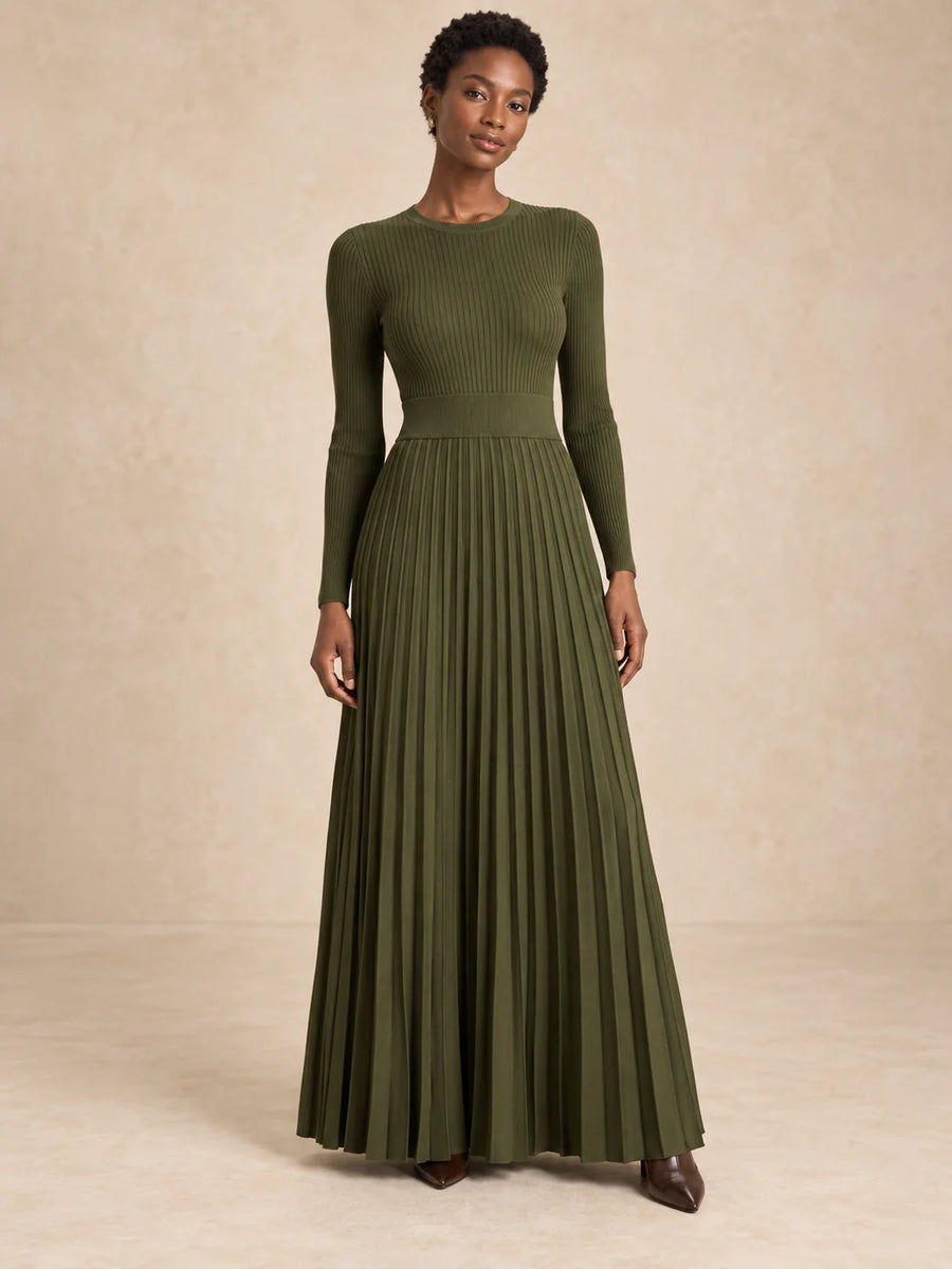 Pleated Knit Maxi Dress