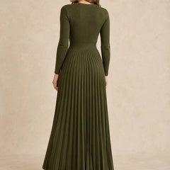 Pleated Knit Maxi Dress