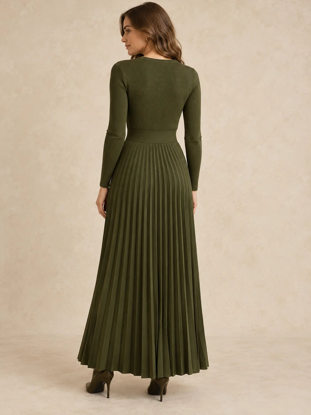 Pleated Knit Maxi Dress
