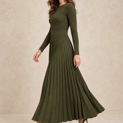 Pleated Knit Maxi Dress
