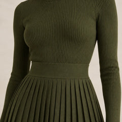 Pleated Knit Maxi Dress