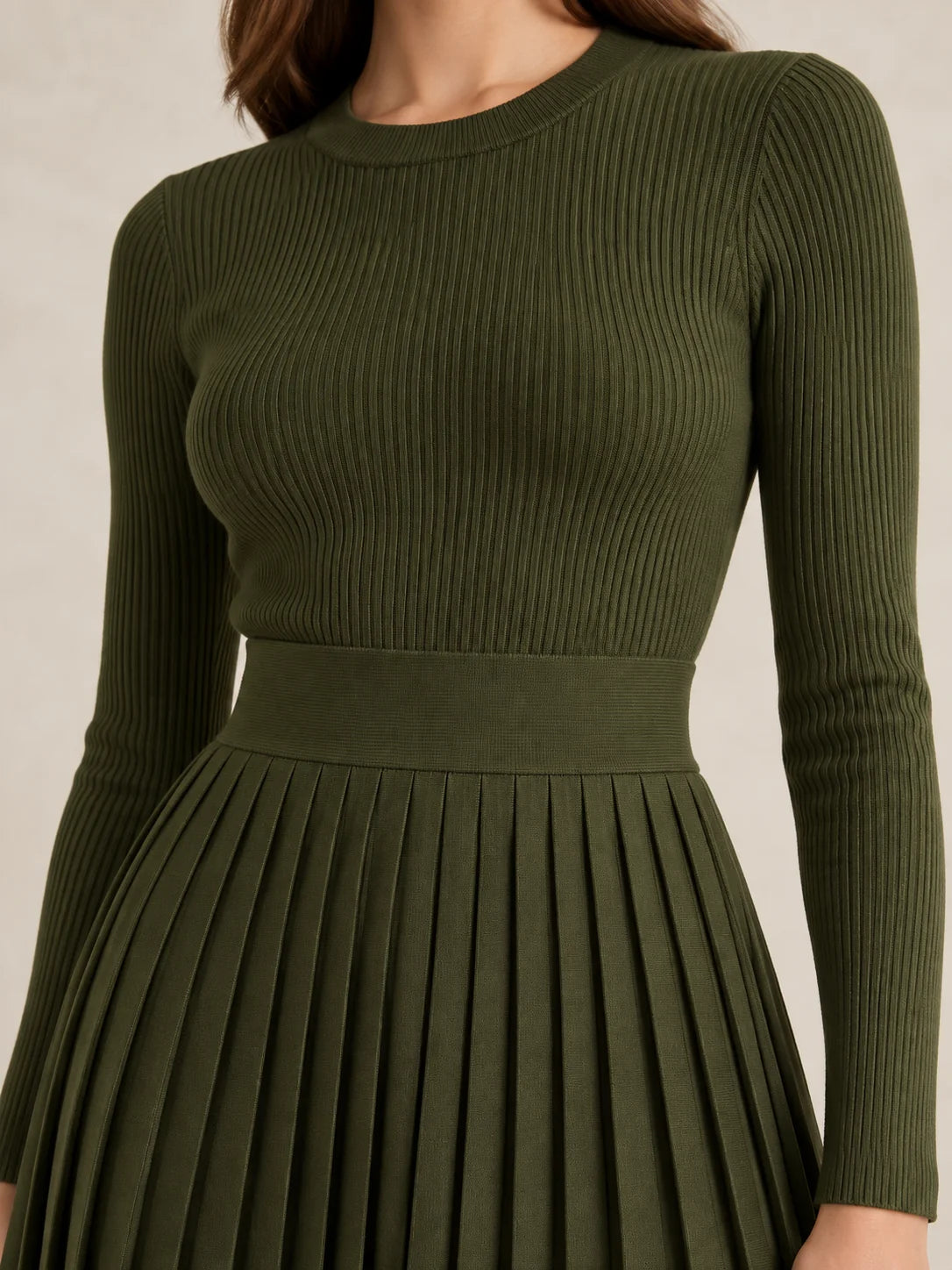 Pleated Knit Maxi Dress