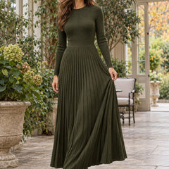 Pleated Knit Maxi Dress