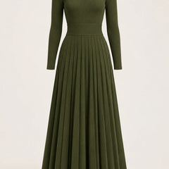 Pleated Knit Maxi Dress