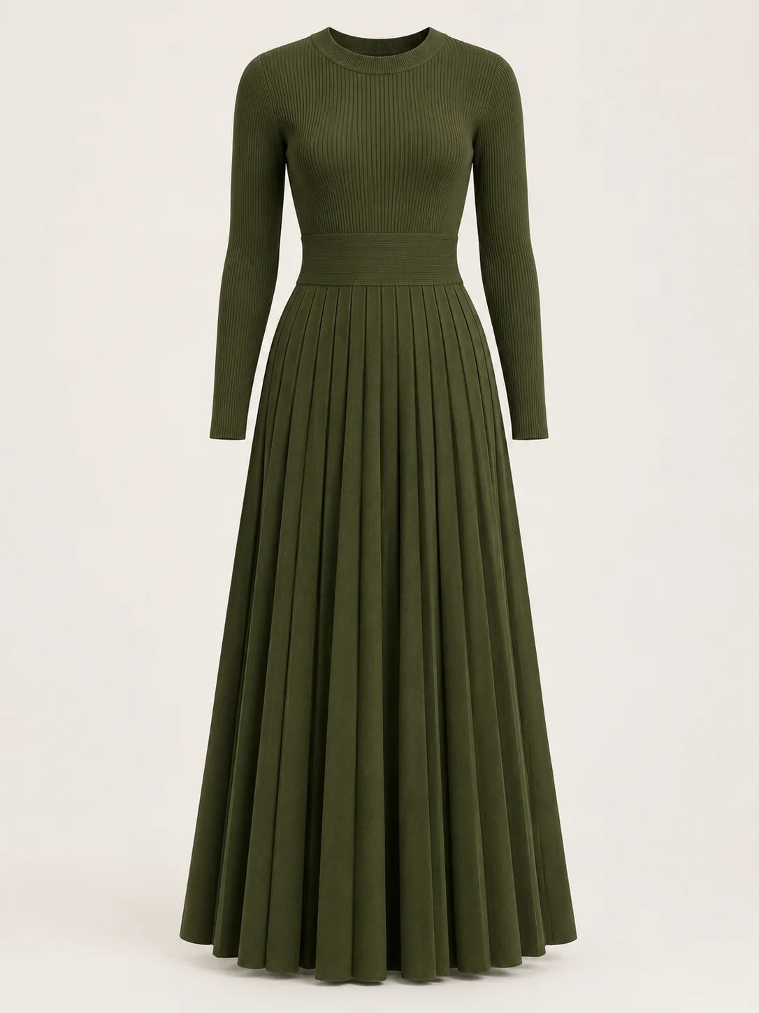 Pleated Knit Maxi Dress