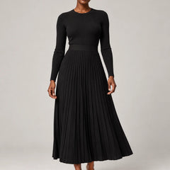 Pleated Knit Maxi Dress