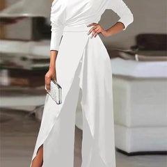 Off Shoulder Wide Leg Jumpsuit – White