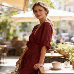 Wide-Leg Wrap Jumpsuit