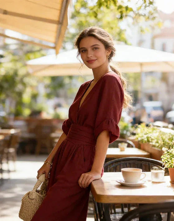 Wide-Leg Wrap Jumpsuit